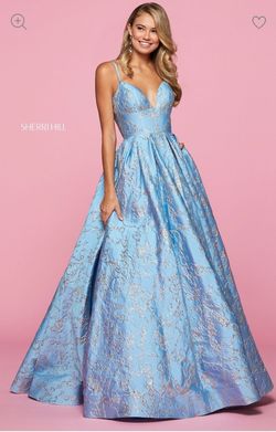 Style -1 Sherri Hill Blue Size 6 Prom Floor Length Pageant Ball gown on Queenly