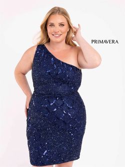 Style 3885 Primavera Blue Size 14 Plus Size Tall Height Cocktail Dress on Queenly