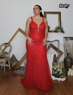 Style 8087 Athena Prom Red Size 18 Plus Size 8087 Mermaid Dress on Queenly