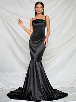 Style FSWD8024 Faeriesty Black Size 12 Tall Height Spaghetti Strap Polyester Straight Dress on Queenly