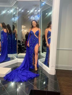 Style -1 Ashley Lauren Blue Size 4 Prom Floor Length Side slit Dress on Queenly