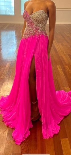 Style -1 Sherri Hill Pink Size 0 Pageant Jewelled Straight Dress on Queenly