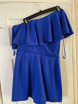 Mac Duggal Blue Size 8 Pageant One Shoulder Summer Appearance Jumpsuit Dress on Queenly