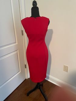 Style -1 Calvin Klein Red Size 2 Homecoming Sorority Rush Wedding Guest Nightclub Cotton Cocktail Dress on Queenly