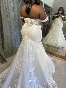 Style 1267 Martina Liana White Size 16 Short Height Train Wedding Corset Mermaid Dress on Queenly