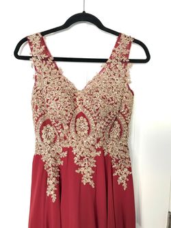 Style -1 Elizabeth K GLS Red Size 4 A-line Bridgerton Embroidery Ball gown on Queenly