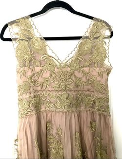Style -1 BHLDN Nude Size 8 Appearance Tulle Plunge Straight Dress on Queenly