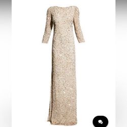 Style -1 Theia Nude Size 8 Floor Length Straight Dress on Queenly