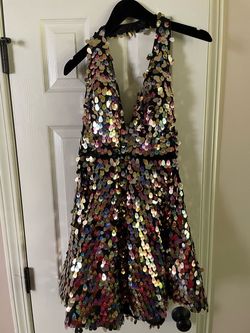 Jovani Gold Size 6 Interview Cocktail Halter A-line Dress on Queenly