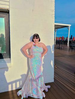 Style -1 Jovani Multicolor Size 12 Plus Size Floor Length Prom Mermaid Dress on Queenly
