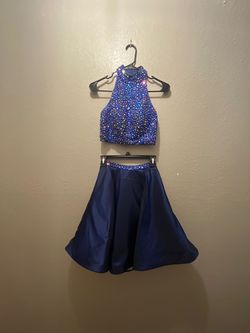 Style -1 Sherri Hill Blue Size 0 Appearance Mini Homecoming Beaded Top Cocktail Dress on Queenly