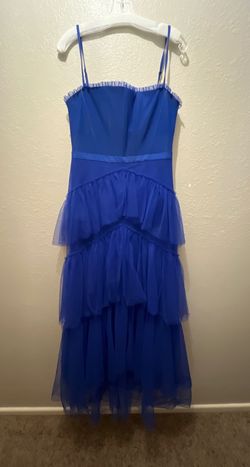 Style -1 Betsy and Adam Blue Size 12 Black Tie Prom Straight Dress on Queenly
