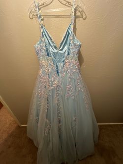 Style -1 Amarra Blue Size 8 Floor Length Prom Ball gown on Queenly