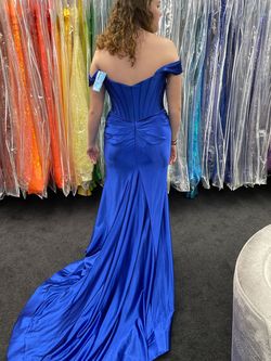 Sherri Hill Blue Size 12 Floor Length Prom Side slit Dress on Queenly