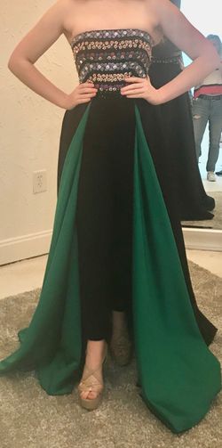 Jovani Black Size 4 Floor Length Custom Jumpsuit Dress on Queenly