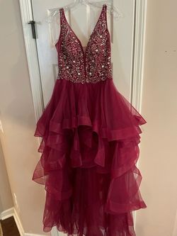 Ellie Wilde Red Size 10 Floor Length Ball gown on Queenly