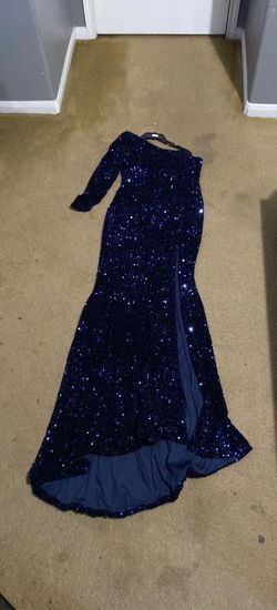 Style -1 Promgirl Blue Size 12 Plus Size Side slit Dress on Queenly