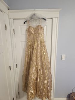 Blondie Nites Gold Size 8 Floor Length Padded Corset Ball gown on Queenly