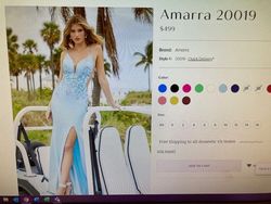 Style 20019 Amarra Blue Size 4 Black Tie Floor Length Side slit Dress on Queenly