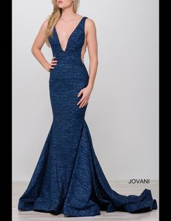 Jovani Blue Size 10 Military Mermaid Dress on Queenly