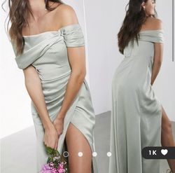 Style -1 ASOS Green Size 6 Silk Side slit Dress on Queenly