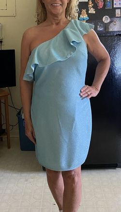 Alyce Paris Blue Size 10 Floor Length One Shoulder Bridgerton A-line Dress on Queenly