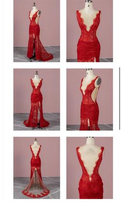 Style -1 Lunss Custome Made Dress Online Red Size 4 Free Shipping Short Height Embroidery Side slit Dress on Queenly