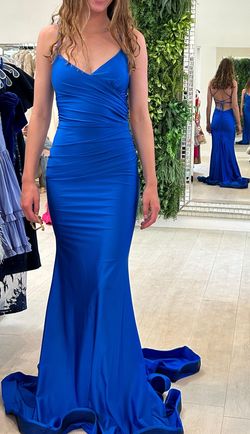 Style 6821 Mia Bella Couture-Atria 6821H  1 Royal Blue Size 4 Prom Bridesmaid Pageant Mermaid Dress on Queenly