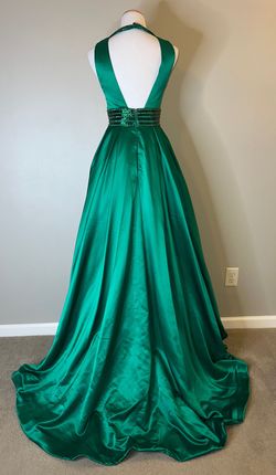 Style -1 Sherri Hill Green Size 4 High Neck Pageant Ball gown on Queenly