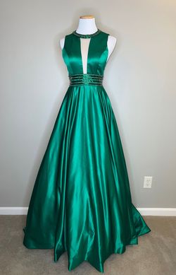 Style -1 Sherri Hill Green Size 4 High Neck Pageant -1 Floor Length Ball gown on Queenly