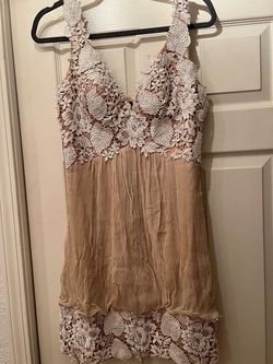 Style -1 Jovani Nude Size 6 Bridal Shower Embroidery Homecoming Cocktail Dress on Queenly