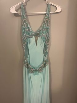Style -1 Vienna Blue Size 0 Jewelled Pageant Teal Mermaid Dress on Queenly