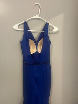 Style -1 Mac Duggal Blue Size 8 Short Height Pageant Floor Length Mermaid Dress on Queenly