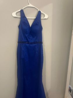 Style -1 Mac Duggal Blue Size 8 Military Backless Mermaid Dress on Queenly