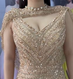 Style -1 Gold Size 8 Side slit Dress on Queenly