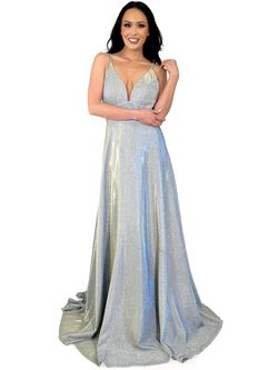 Style 8291 Marc Defang Silver Size 8 V Neck Padded Straight Dress on Queenly