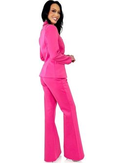 Style 8124 Marc Defang Hot Pink Size 6 Pageant Floor Length Jumpsuit Dress on Queenly