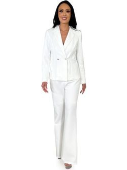 Style 8124 Marc Defang White Size 4 Pageant Interview Floor Length Jumpsuit Dress on Queenly