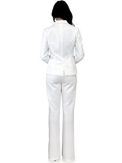 Style 8124 Marc Defang White Size 6 Bachelorette Interview Bridal Shower Floor Length Jumpsuit Dress on Queenly
