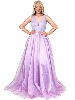 Style 8282 Marc Defang Purple Size 2 Tall Height Lavender V Neck Ball gown on Queenly