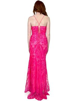 Style 8265 Marc Defang Pink Size 4 Barbiecore Floor Length V Neck Side slit Dress on Queenly