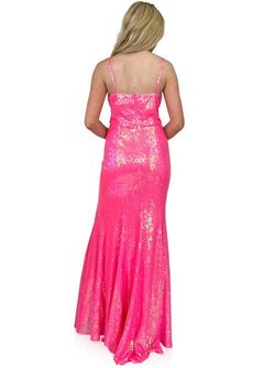 Style 8264 Marc Defang Pink Size 4 Spaghetti Strap Floor Length Side slit Dress on Queenly