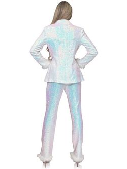 Style 8233 Marc Defang White Size 0 Pageant Two Piece Sequined Jumpsuit Dress on Queenly