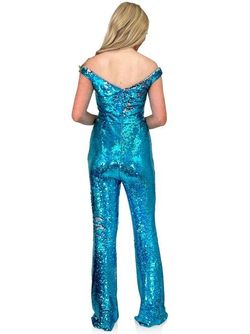Style 8263 Marc Defang Blue Size 4 Tall Height Interview Fun Fashion Jumpsuit Dress on Queenly