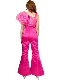 Style 8286 Marc Defang Hot Pink Size 2 Interview 8286 Barbiecore One Shoulder Jumpsuit Dress on Queenly