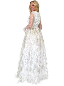 Style 8272 Marc Defang Pink Size 0 Floor Length Sleeves Feather Tall Height Ball gown on Queenly
