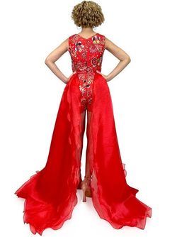Style 8231 Marc Defang Red Size 6 Overskirt Fun Fashion Interview Jumpsuit Dress on Queenly