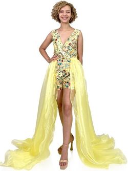 Style 8231 Marc Defang Yellow Size 2 Interview Tall Height Jumpsuit Dress on Queenly