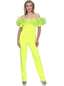 Style 8165 Marc Defang Green Size 0 Interview Ruffles Mini Jumpsuit Dress on Queenly