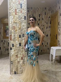 Jovani Blue Size 4 70 Off Tulle Wedding Guest Prom Floor Length Mermaid Dress on Queenly